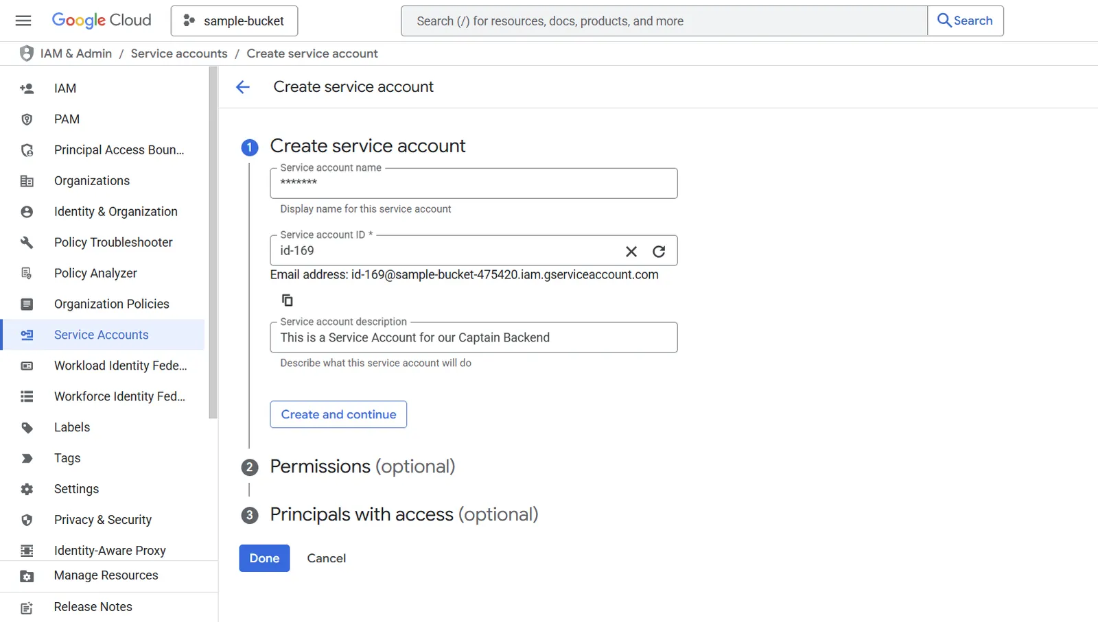 Google Cloud - Create Service Account