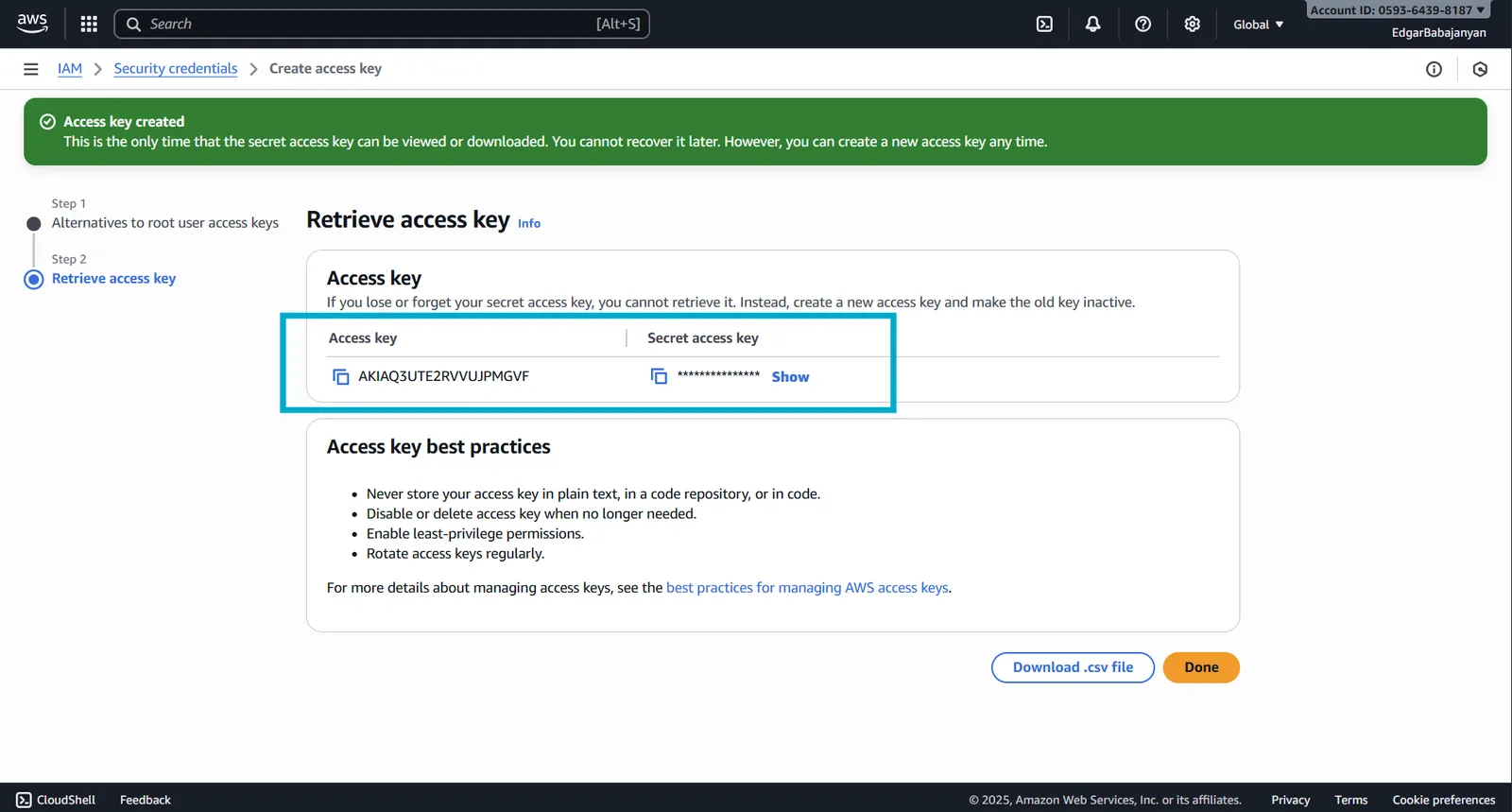 AWS - Retrieve Access Key